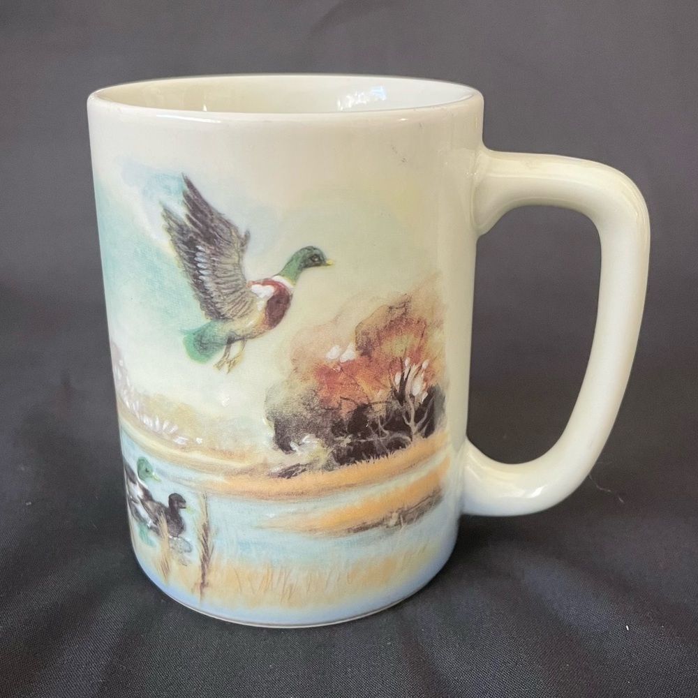 Vintage Otagiri Mallard Duck Lake Scene Mug